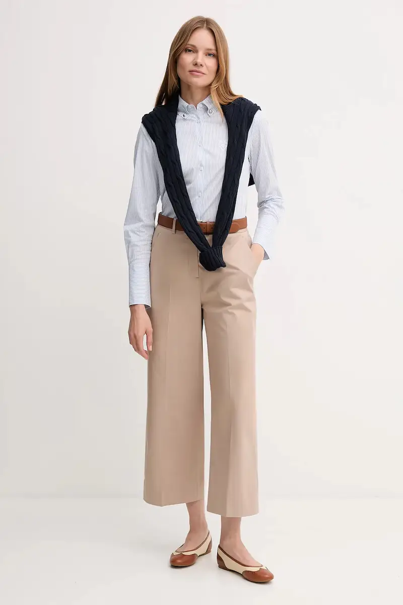 pantaloni donna colore beige WW0WW45791 miniatura 2