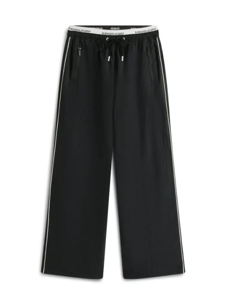 pantaloni donna in nylon nero elasticizzati