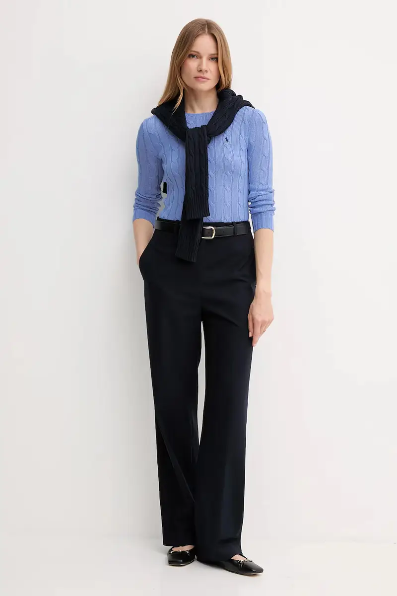 pantaloni in cotone donna colore blu navy WW0WW46811 miniatura 2