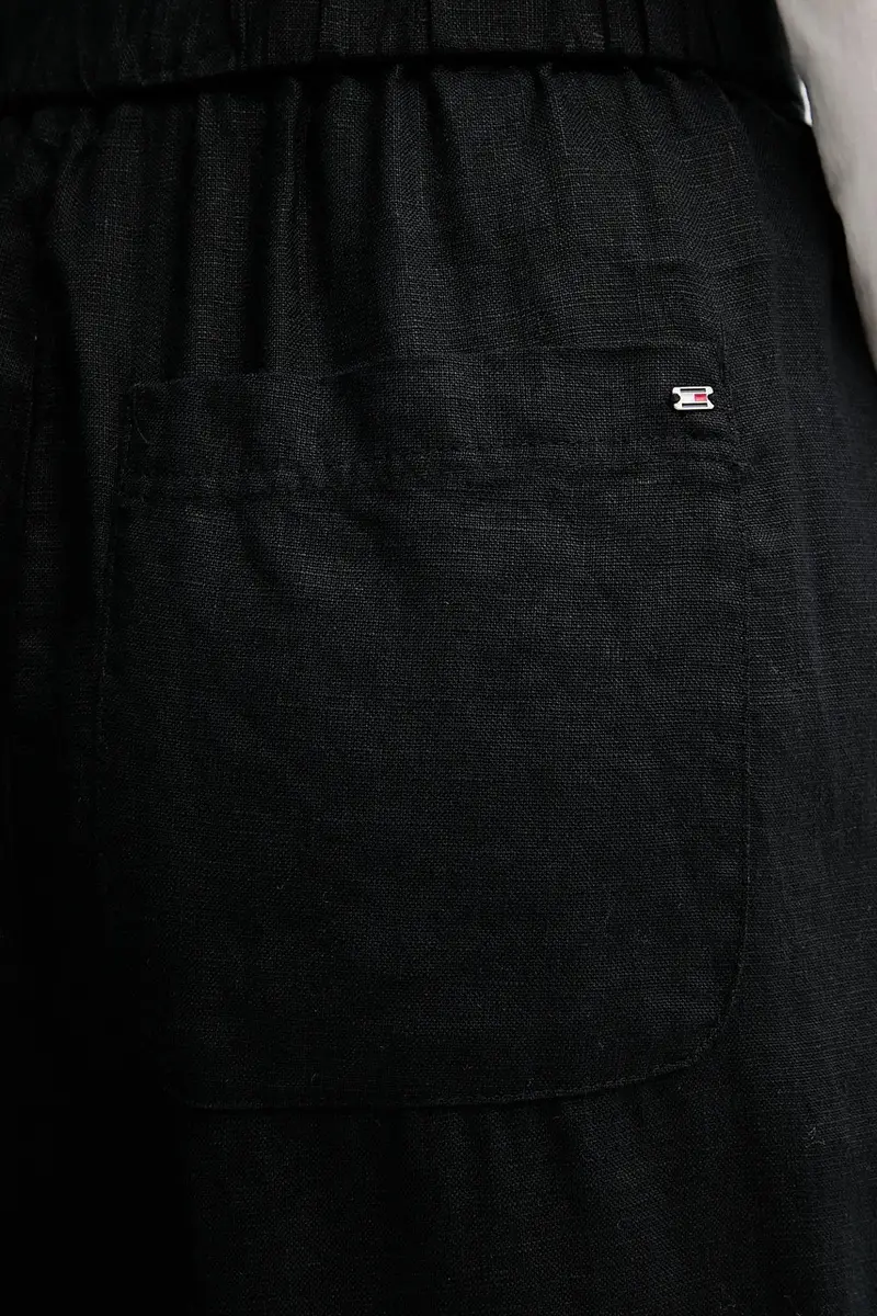 pantaloni in lino donna colore nero WW0WW46823 miniatura 4