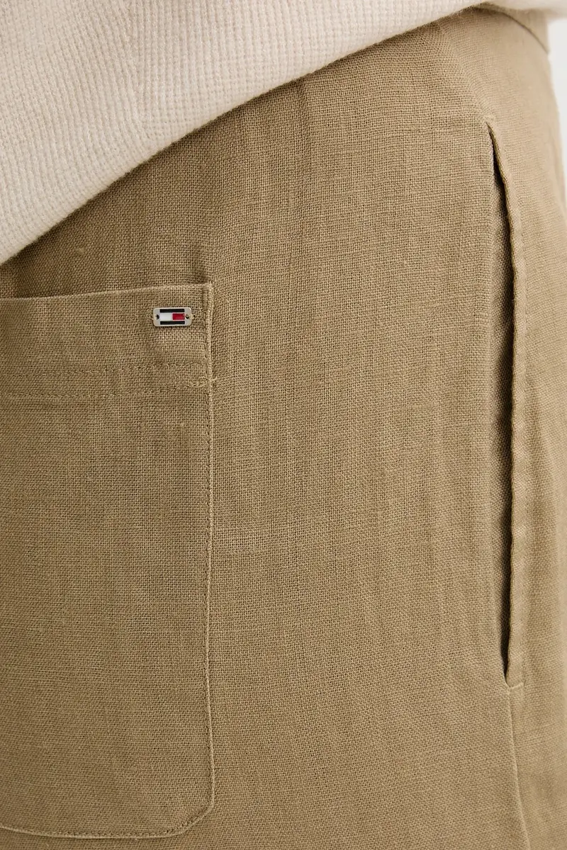 pantaloni in lino donna colore verde WW0WW46823 miniatura 4