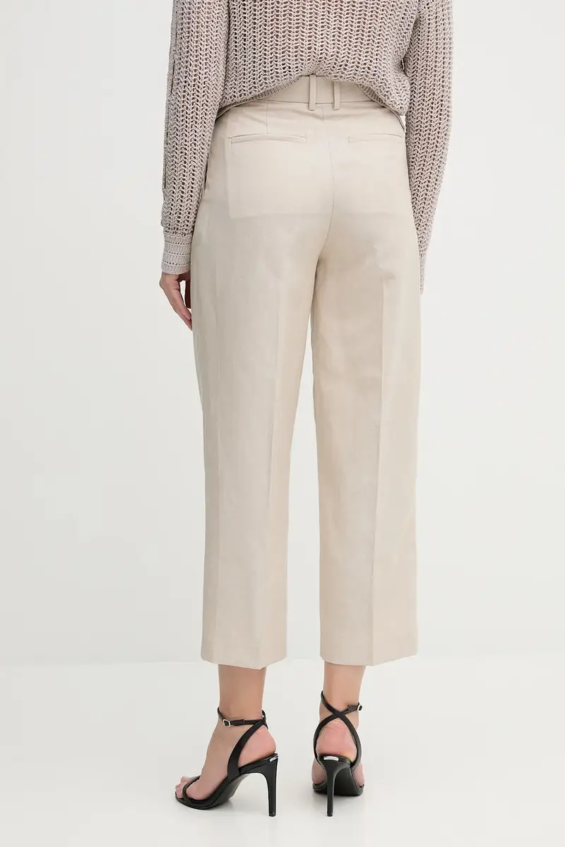 pantaloni in lino misto donna colore beige WW0WW45461 miniatura 3