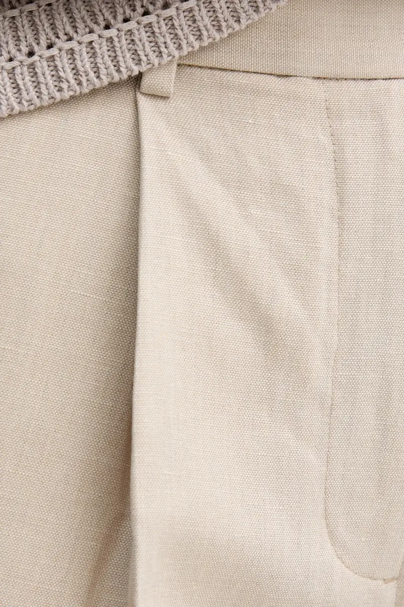 pantaloni in lino misto donna colore beige WW0WW45461 miniatura 4