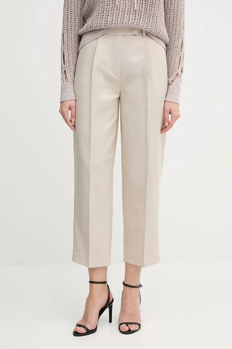 pantaloni in lino misto donna colore beige WW0WW45461