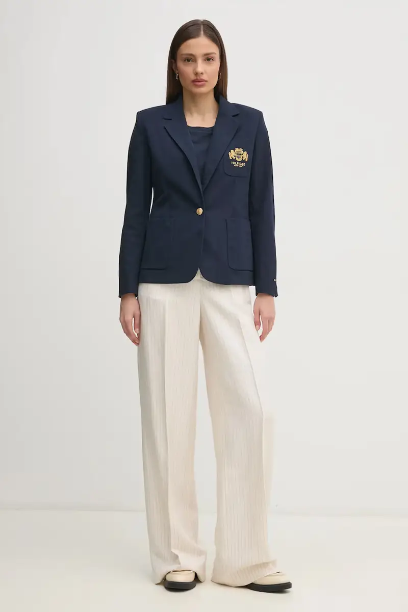 pantaloni in lino misto donna colore beige WW0WW45464 miniatura 2