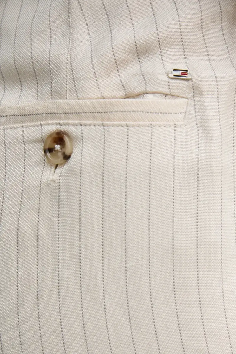 pantaloni in lino misto donna colore beige WW0WW45464 miniatura 4