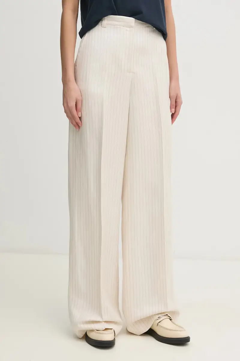 pantaloni in lino misto donna colore beige WW0WW45464