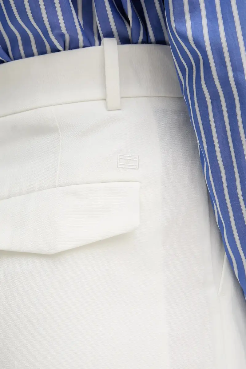 pantaloni in lino misto donna colore bianco WW0WW47214 miniatura 4