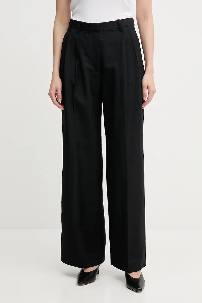 pantaloni in lino misto donna colore nero WW0WW45460