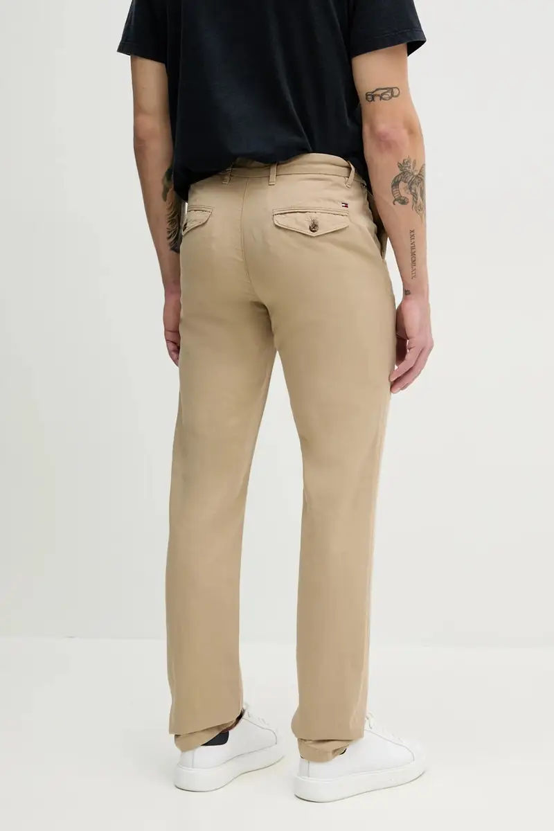 pantaloni in lino misto uomo colore beige miniatura 3