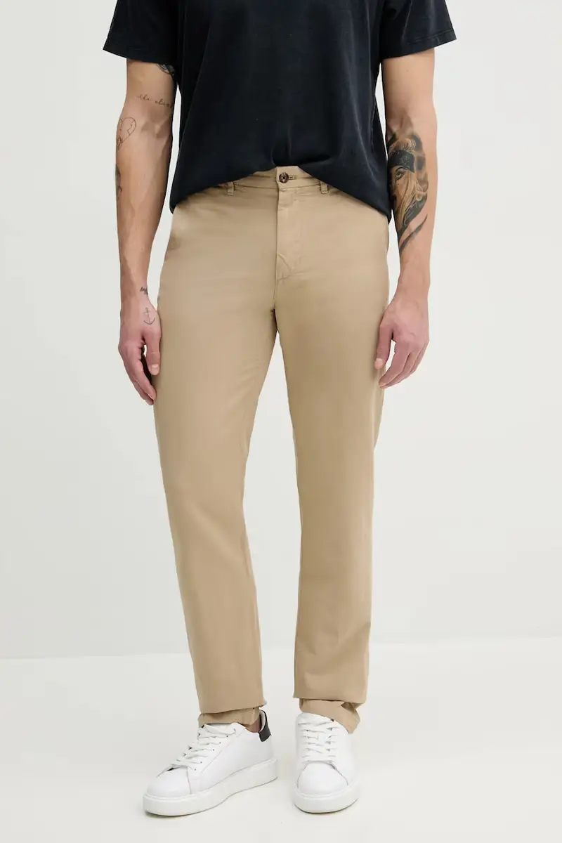 pantaloni in lino misto uomo colore beige