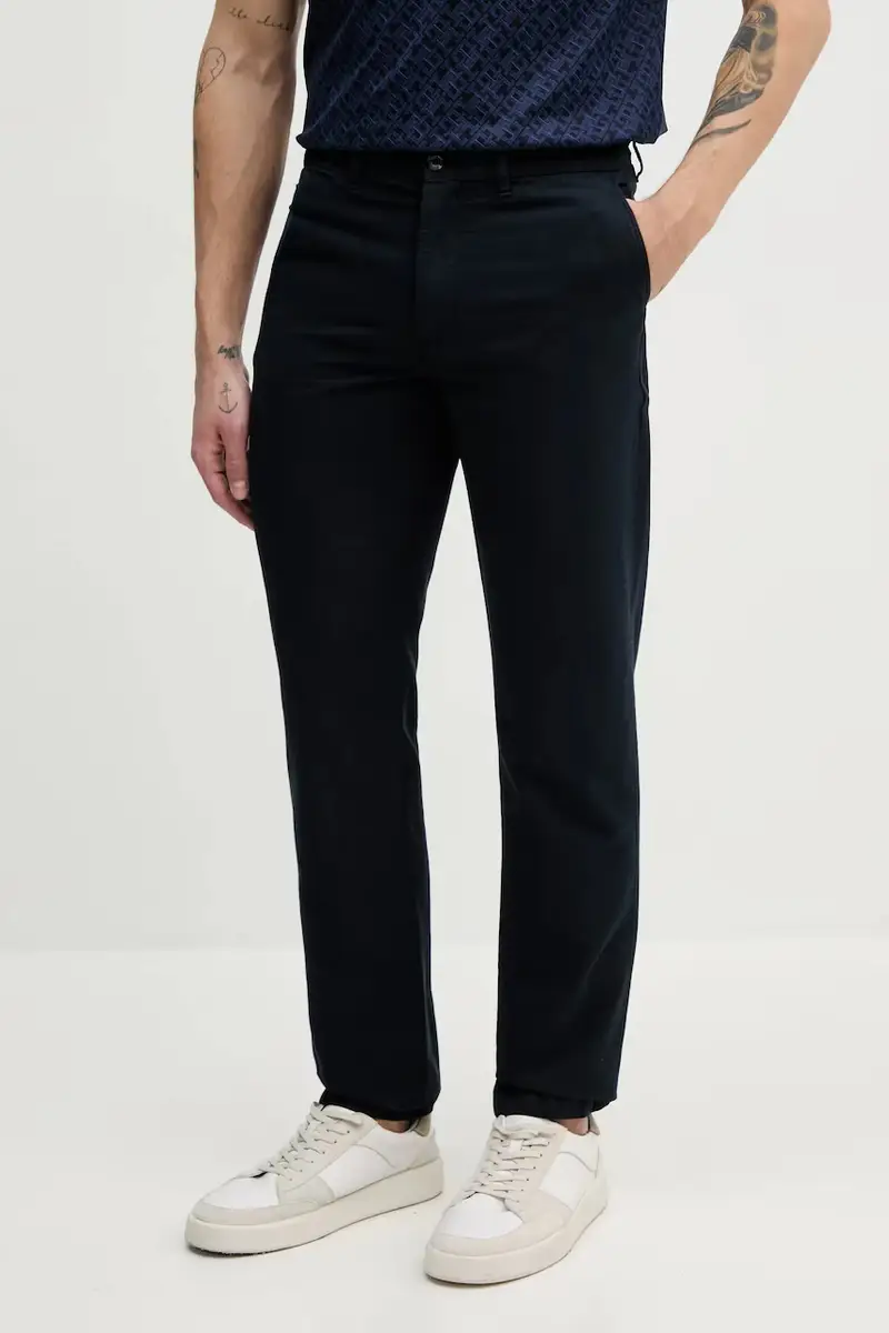 pantaloni in lino misto uomo colore blu navy