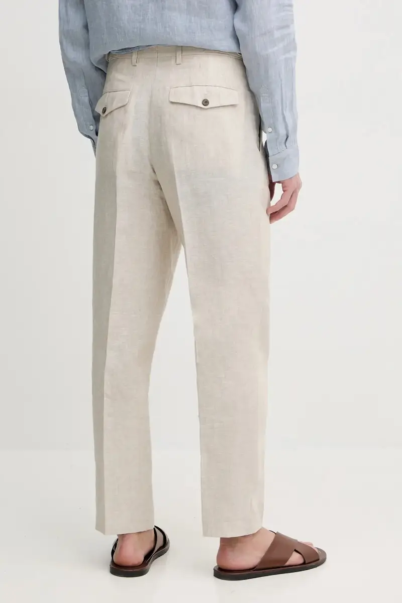 pantaloni in lino uomo colore beige SQTHL5607.SQTH500 miniatura 3