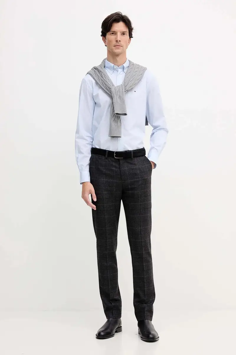 pantaloni in misto lana uomo colore grigio MW0MW40782 miniatura 2