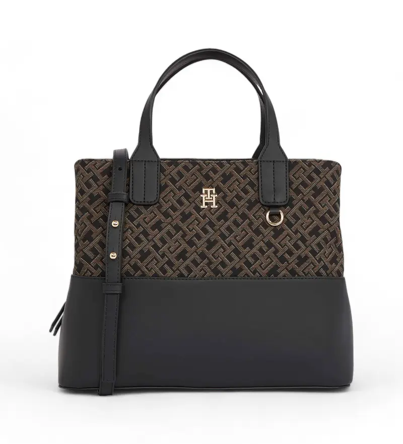 Tommy Hilfiger Borsa a cartella nera e marrone per donna