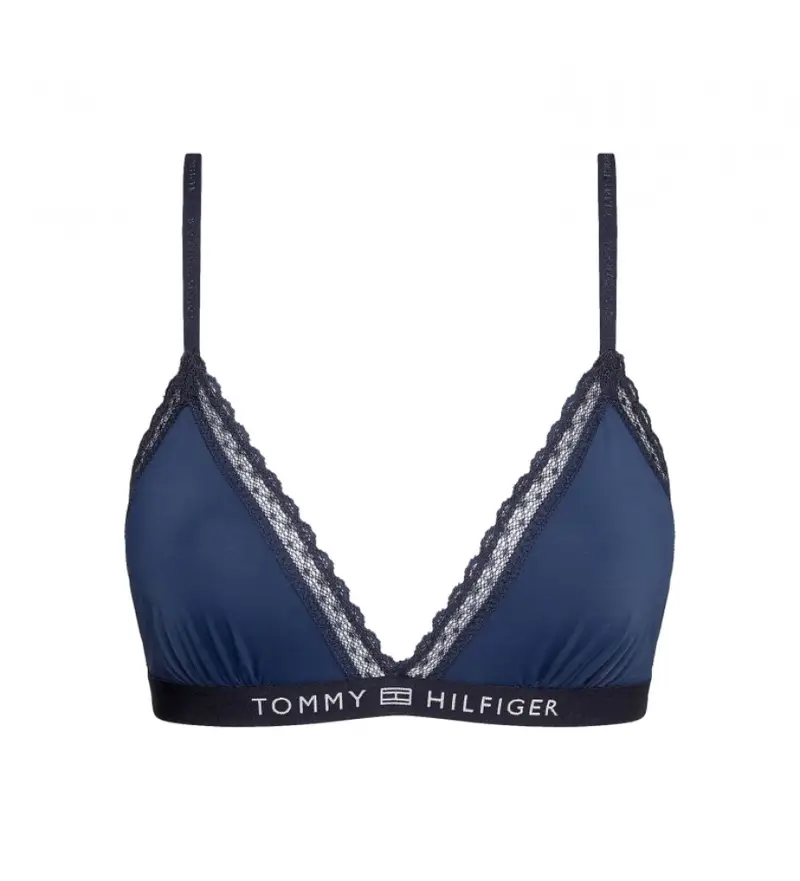 per donna UW0UW04242 Reggiseno a triangolo sfoderato in pizzo blu navy (XS), Homewear, Nylon