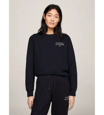 per donna UW0UW04521 Felpa girocollo con logo blu scuro (L), Casual, Cotone, Manica lunga, Sostenibile, Navy