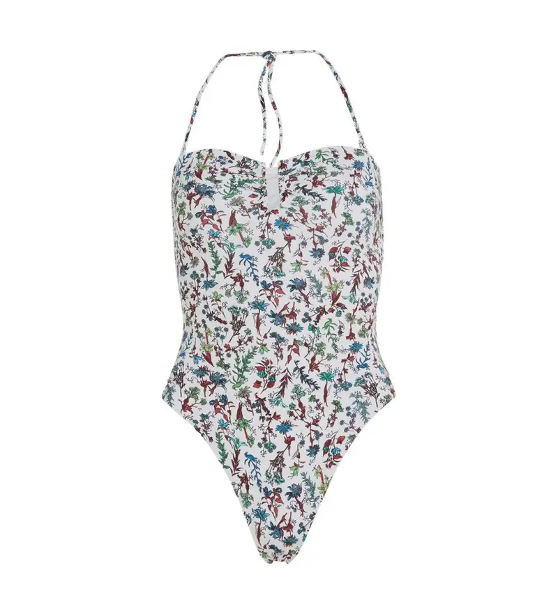 per donna UW0UW04531 Costume da bagno con stampa floreale multicolore (S), Bianco, Beachwear, Sostenibile, Nylon riciclato