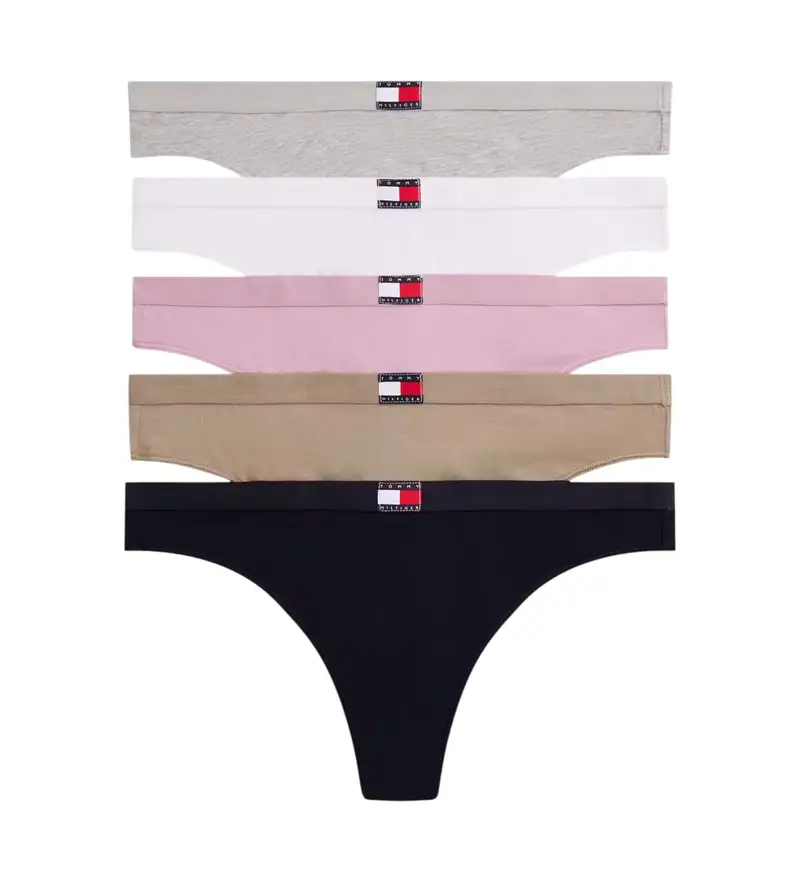 per donna UW0UW05642 Set di 5 perizomi con cinturino con logo multicolore (L), Homewear, Cotone