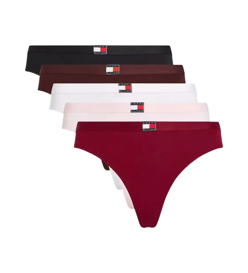 per donna UW0UW05642 Set di 5 perizomi con cinturino con logo multicolore (L), Homewear, Cotone