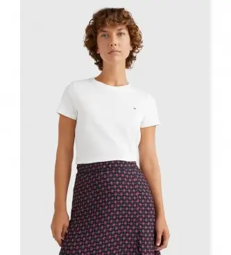 per donna WW0WW22043 T-shirt girocollo Heritage bianca (L), Bianco, Casual, Cotone, Manica corta, Cotone biologico, Sostenib