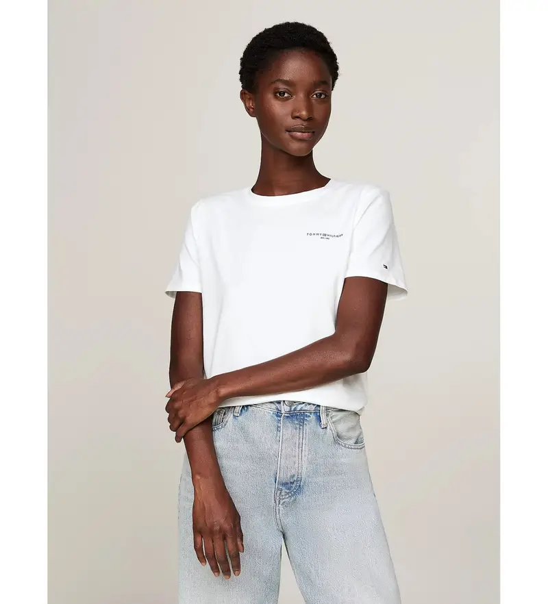 per donna WW0WW37877 Maglietta del 1985 con logo bianco (L), Casual, Cotone, Manica corta