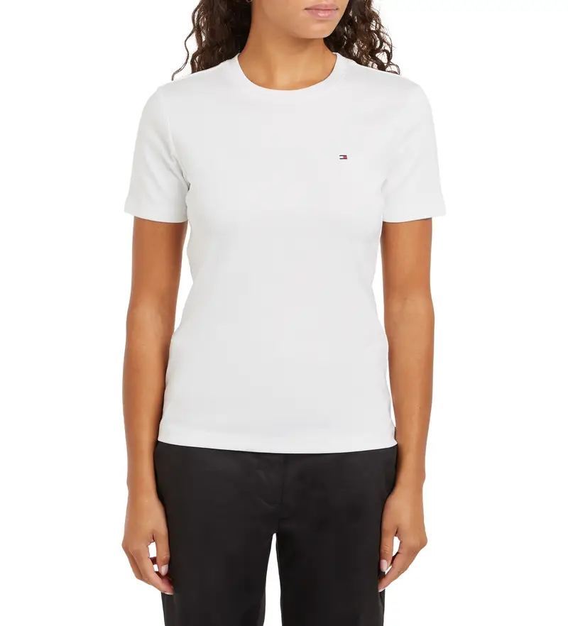 per donna WW0WW40587 Nuova maglietta bianca Slim Cody (L), Bianco, Casual, Cotone, Manica corta