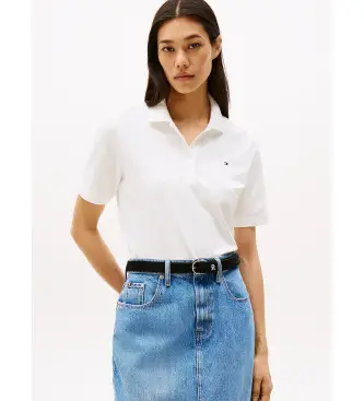 per donna WW0WW43224 Polo con logo ricamato Collezione 1985 bianca (M), Bianco, Casual, Cotone, Manica corta