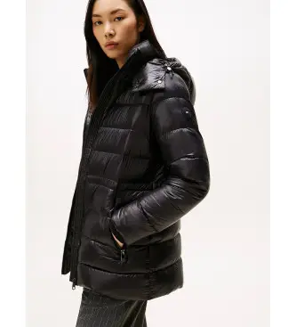 per donna WW0WW47355 Cappotto imbottito in piumino nero lucido (M), Casual, Sostenibile, Nylon riciclato