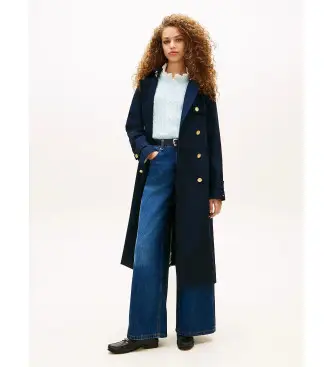 per donna WW0WW48873 Trench slim fit con bottoni color oro blu navy (L), Casual, Cotone