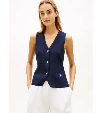 per donna WW0WW49707 Gilet in maglia blu navy di alta qualità (L), Casual, Cotone
