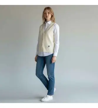 per donna WW0WW49707 Gilet in maglia di alta qualità (L), Beige, Casual, Cotone