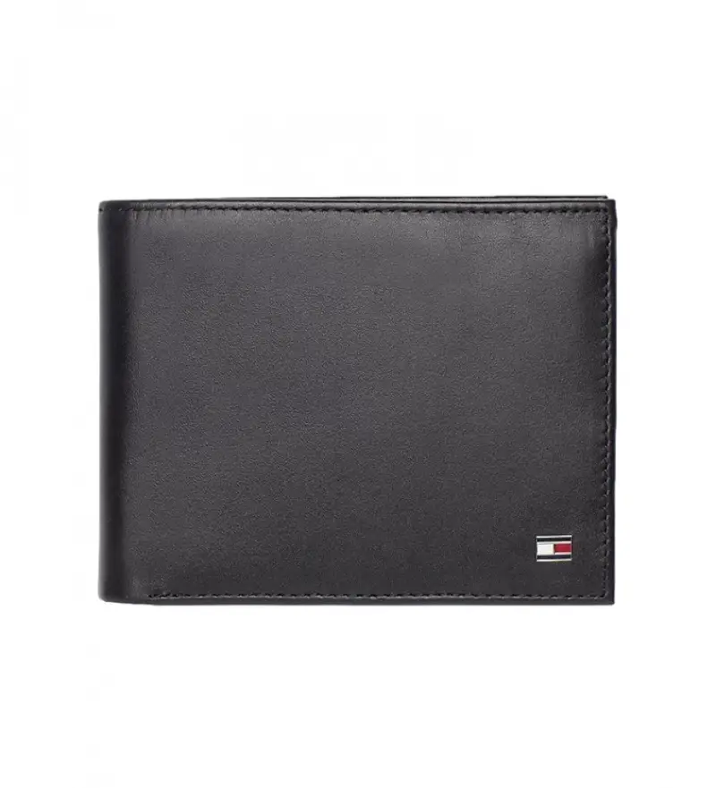 per uomo. AM0AM00657 Portafoglio in pelle nera Eton Trifold -13x3x10cm- (OSFA), Nero, Casual