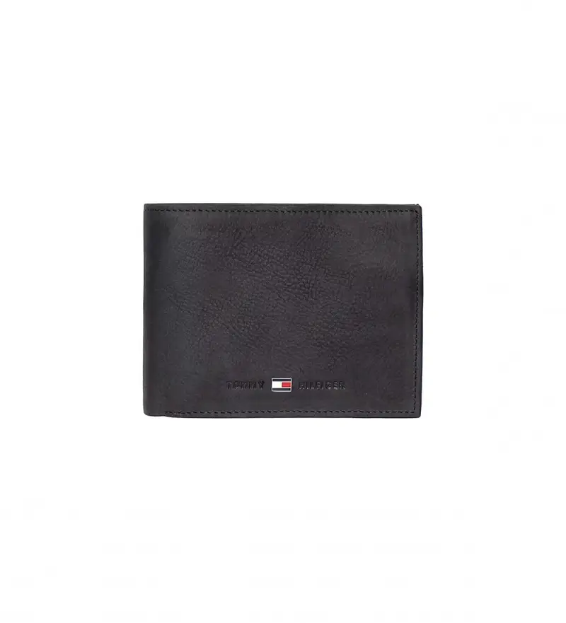 per uomo. AM0AM00665 Portafoglio in pelle nera a tre ante (OSFA), Nero, Casual