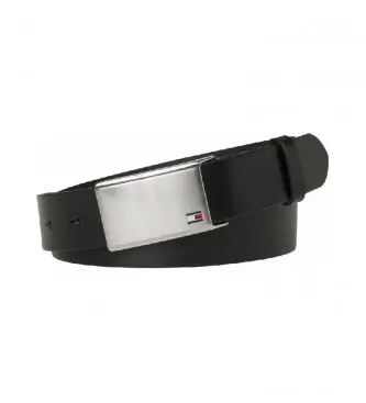 per uomo AM0AM01995 Cintura in pelle TH Plaque -3,5 cm- nera (100 cm), Nero, Casual