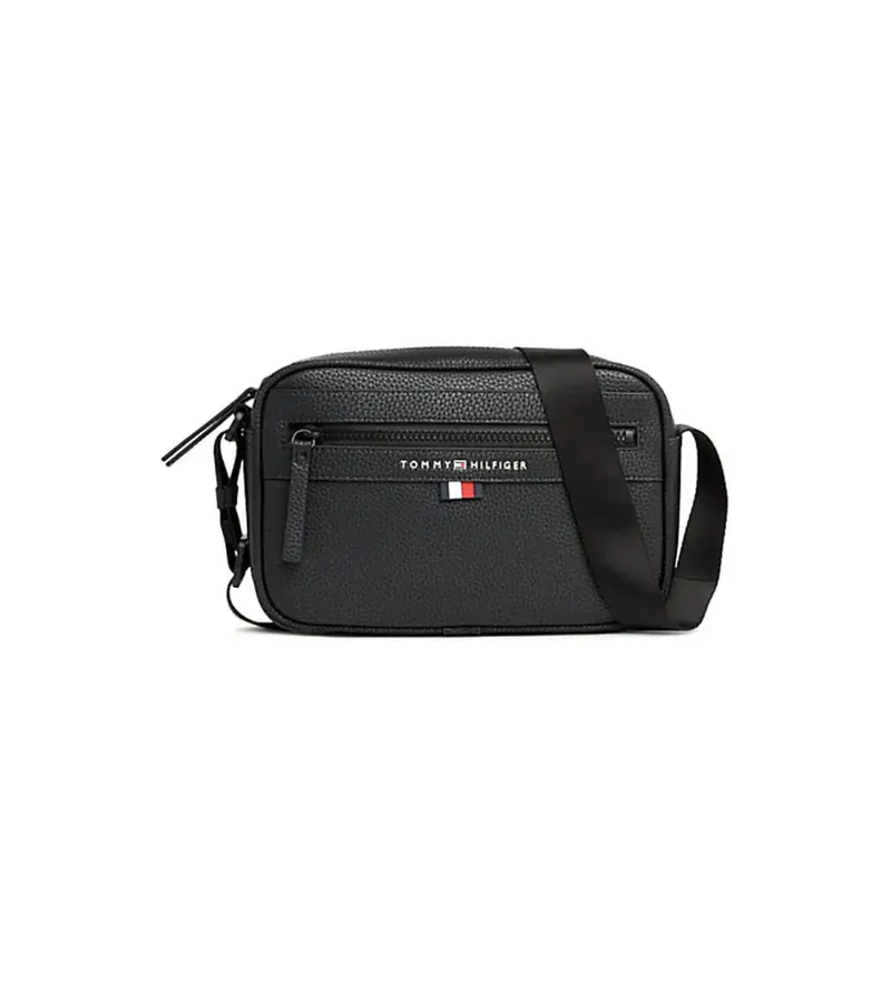 per uomo AM0AM12093 Borsa reporter nera con logo Essential in metallo (OSFA), Nero, Casual, Poliuretano