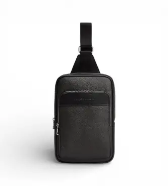 per uomo AM0AM14140 Borsa a tracolla nera con texture miste (OSFA), Nero, Casual, Poliuretano