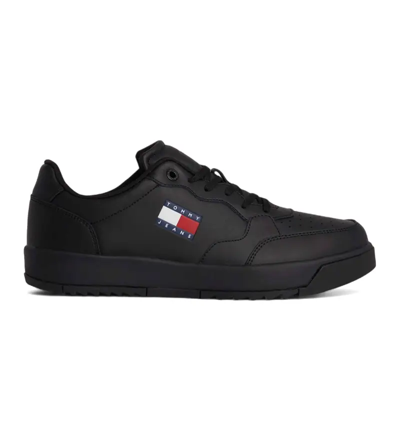 per uomo EM0EM01397 Sneakers in pelle con intersuola dentata nera (41), Nero, Basso, Stringhe, Casual