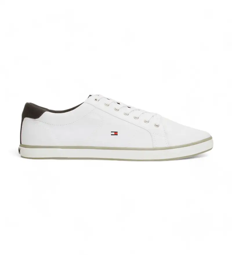 per uomo FM0FM00596 Sneakers in tela bianca con lacci (40), Bianco, Tessuto, Basso, 1 a 3 cm, Stringhe, Casual