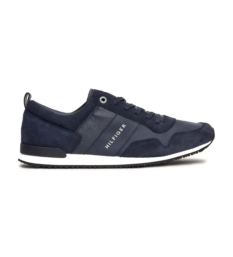 per uomo. FM0FM00924 Iconiche Sneakers in Pelle con Lacci Navy (40), Nero, Basso, 1 a 3 cm, Stringhe, Casual