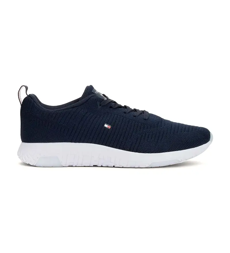 per uomo FM0FM02838 Sneakers Runner a coste lavorate a maglia blu scuro (40), Basso, Stringhe, Casual, Sostenibile, Navy