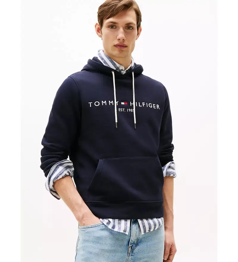 per uomo MW0MW10752 Felpa blu navy con logo Core (S), Casual, Poliestere, Manica lunga, Cotone biologico