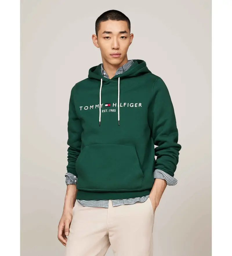 per uomo. MW0MW11599 Felpa Verde Con Logo (M), Casual, Cotone