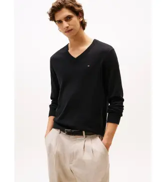 per uomo MW0MW28047 Maglione nero in cashmere con scollo a V (L), Casual, Cotone