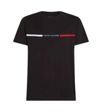 per uomo MW0MW36498 T-shirt nera con inserto sul petto (S), Nero, Casual, Cotone, Manica corta