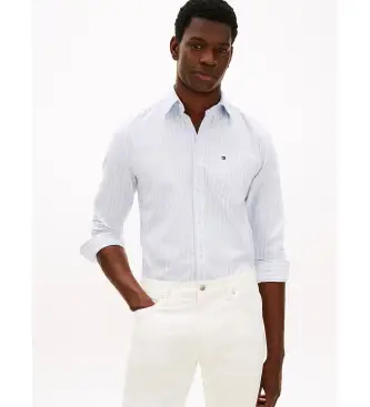 per uomo MW0MW39204 Camicia a righe larghe blu vestibilità regolare (L), Casual, Cotone, Manica lunga