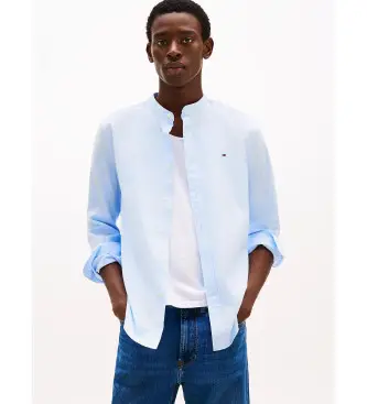 per uomo MW0MW39966 Camicia Flex con colletto alla coreana blu (L), Casual, Cotone, Manica lunga