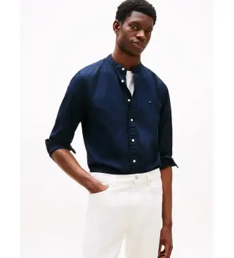 per uomo MW0MW39966 Camicia Flex con colletto alla coreana blu navy (L), Casual, Cotone, Manica lunga