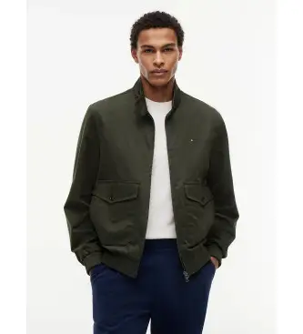 per uomo MW0MW42507 Giacca Harrington con cerniera e logo verde (L), Casual, Cotone