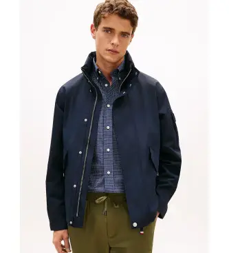 per uomo MW0MW42508 Giacca da corsa blu navy effetto stropicciato (L), Casual, Nylon